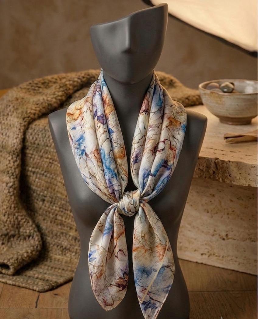 Azure Marble Silk Shawl