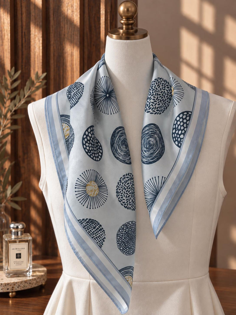 Blue Gray Geometric Silk Square — image 2