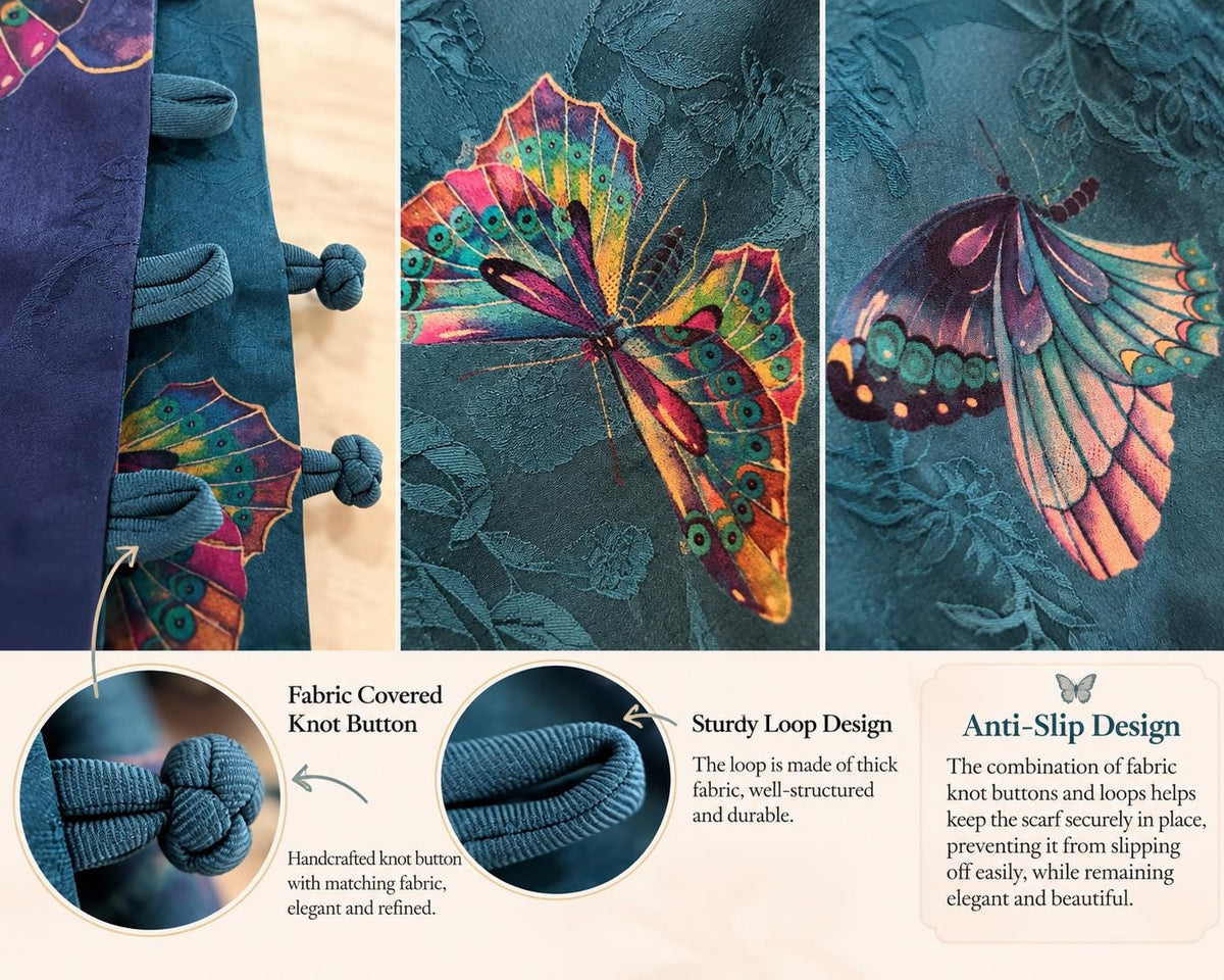 Reversible Magnolia Butterfly Silk Shawl