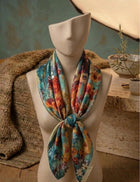 Teal Orange Floral Silk Wrap — image 5