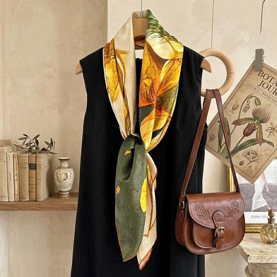 Reversible Floral Silk Square — image 7