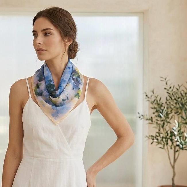 Monet Blue Hydrangea Neckerchief — image 6