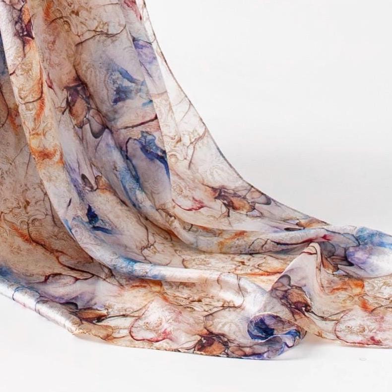 Azure Marble Silk Shawl