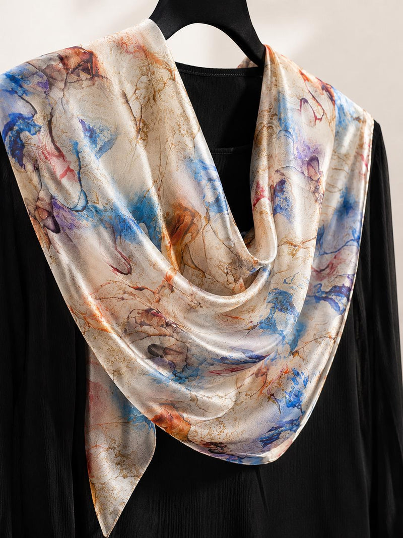 Azure Marble Silk Shawl