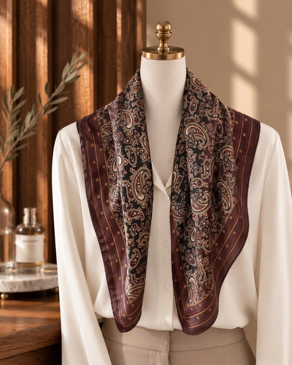 Vintage Paisley Silk Square — image 3