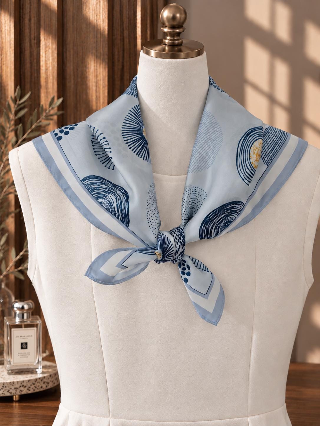 Blue Gray Geometric Silk Square — image 3