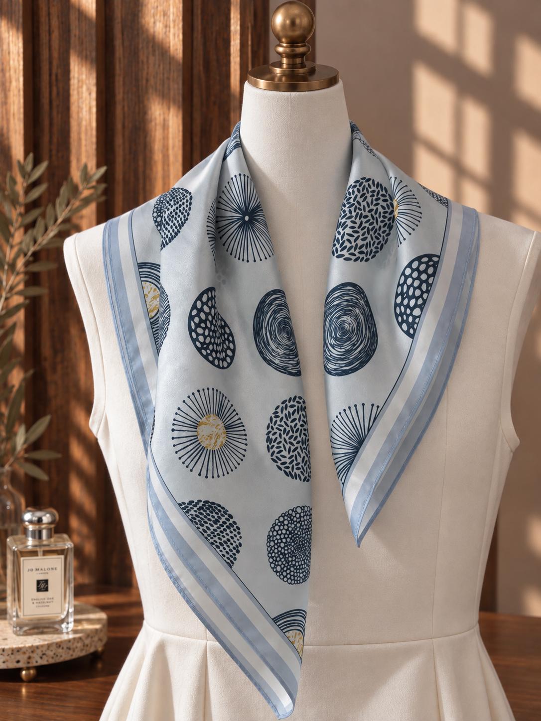 Blue Gray Geometric Silk Square — image 2