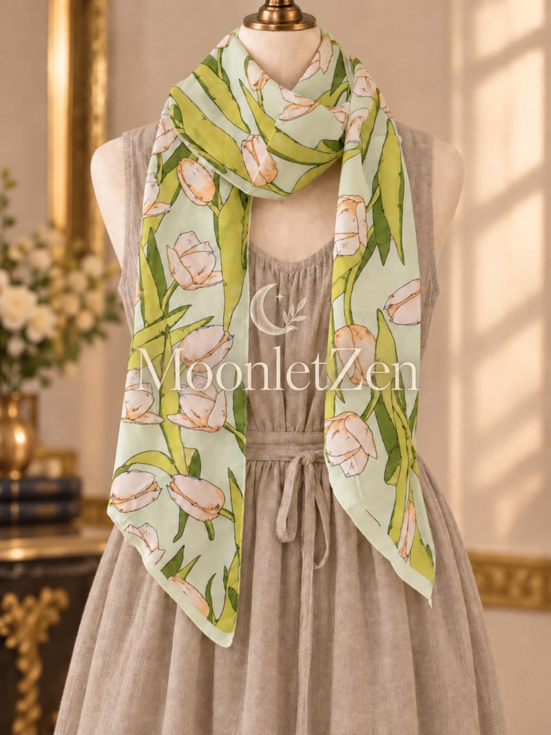 Tulip Georgette Long Silk Scarf