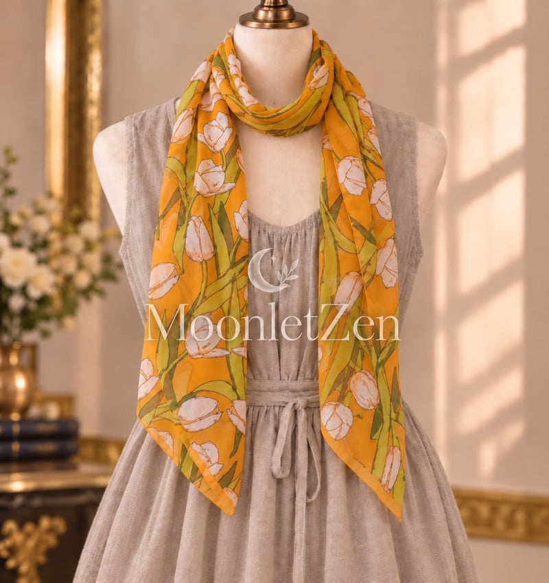 Tulip Georgette Long Silk Scarf