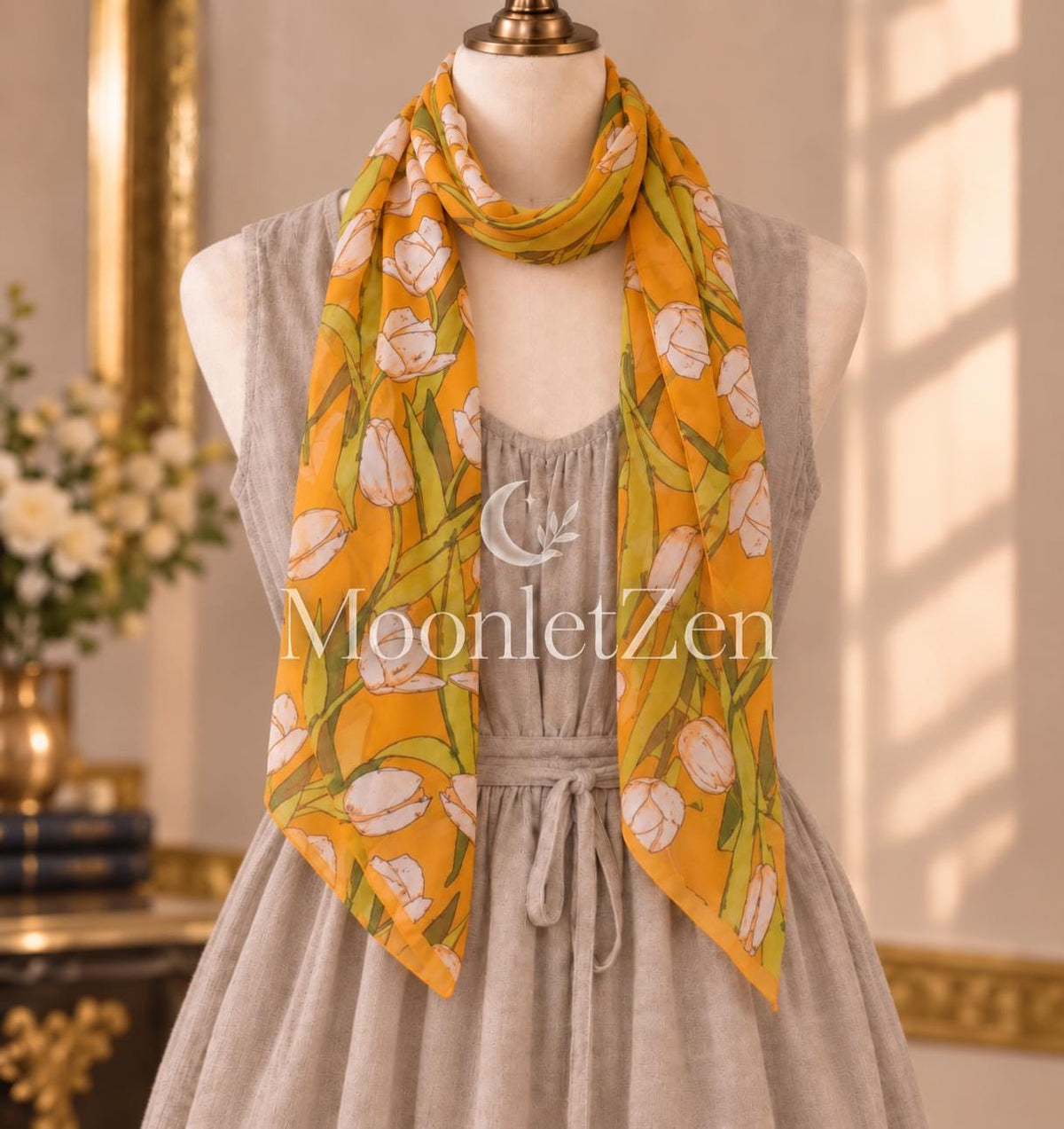 Tulip Georgette Long Silk Scarf