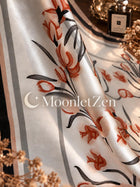 Ivory Coral Floral Silk Square Scarf