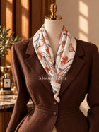 Ivory Coral Floral Silk Square Scarf