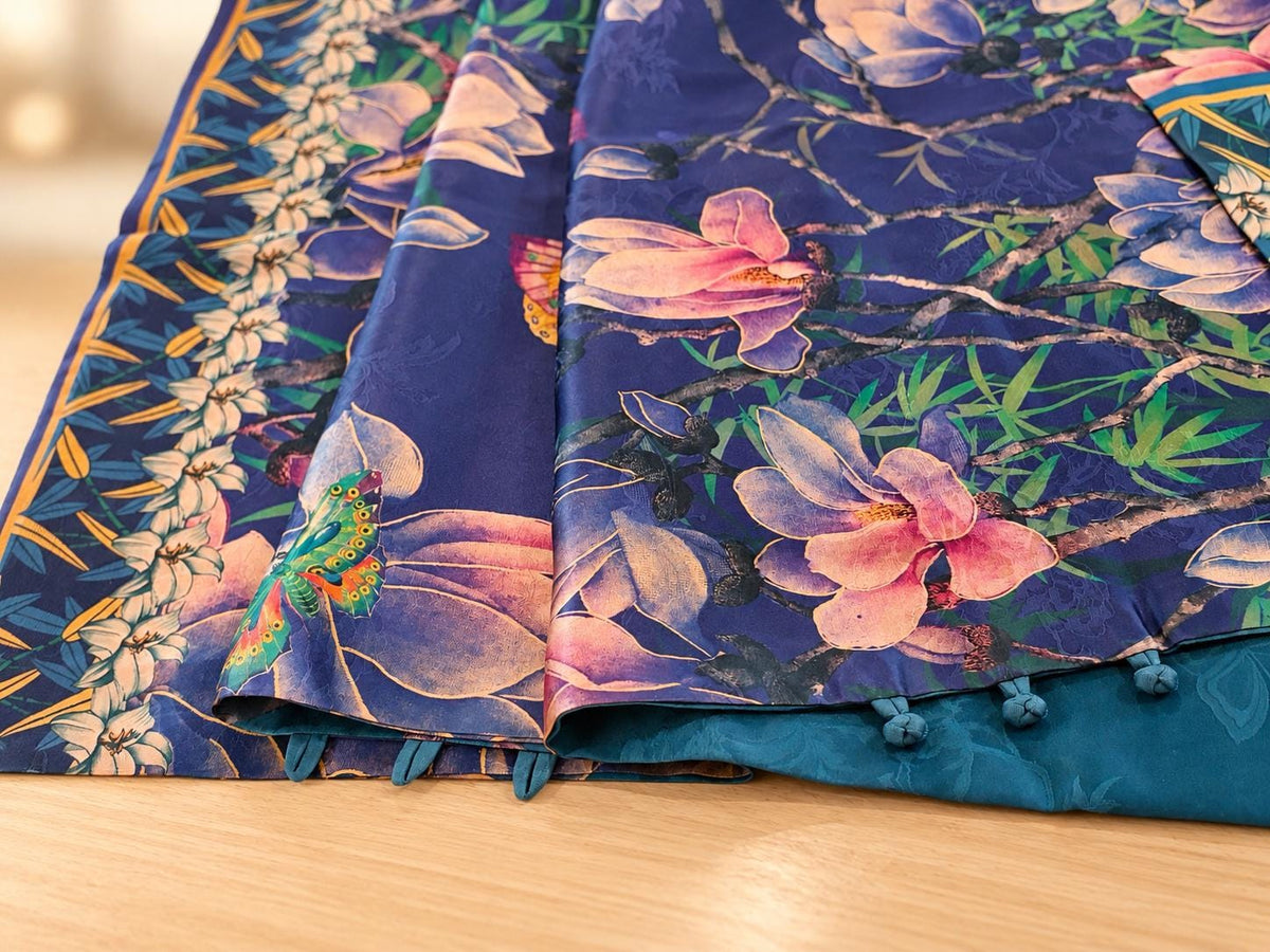 Reversible Magnolia Butterfly Silk Shawl
