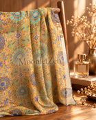 Gold Teal Medallion Silk Wrap