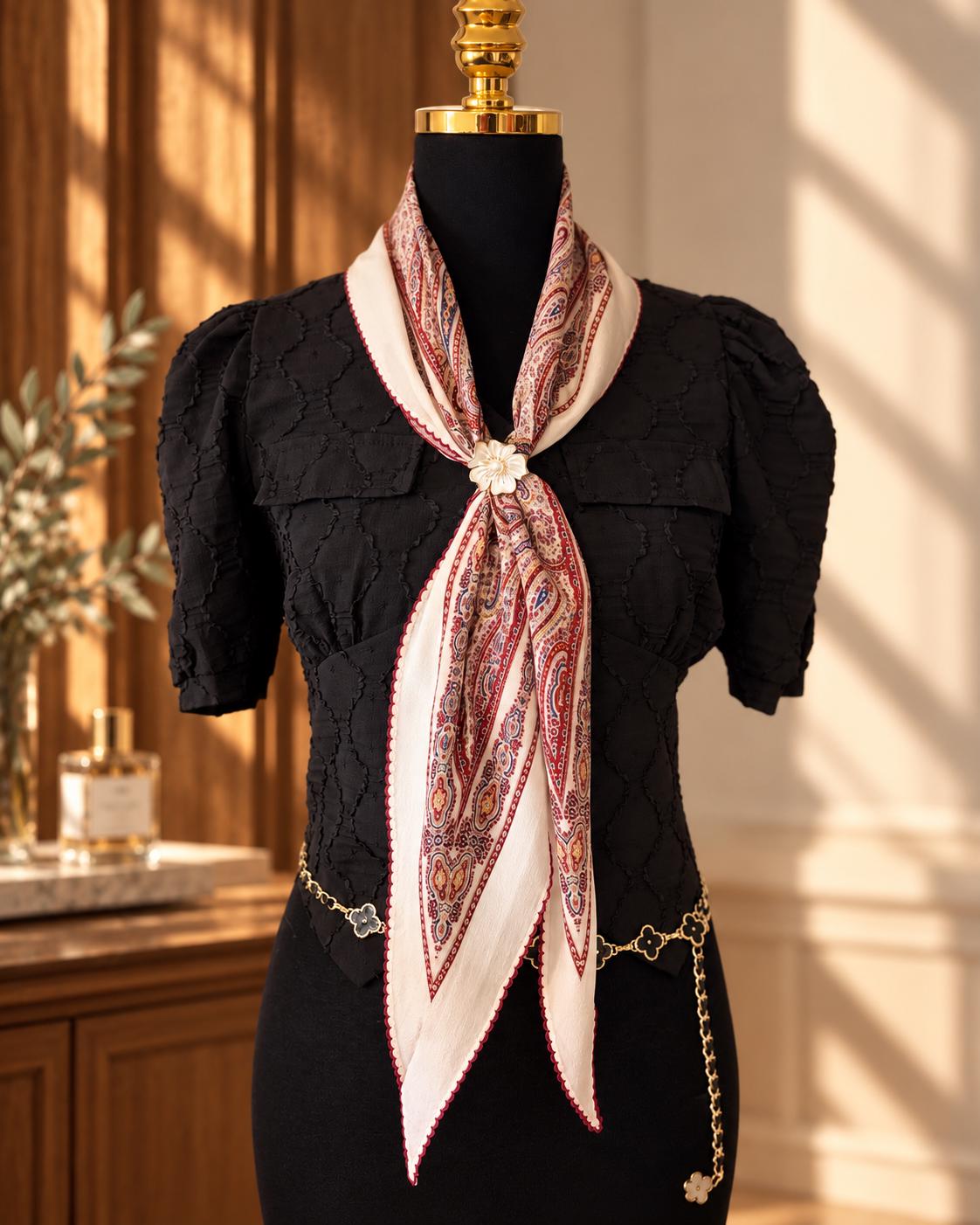 Burgundy Paisley Diamond Silk Scarf