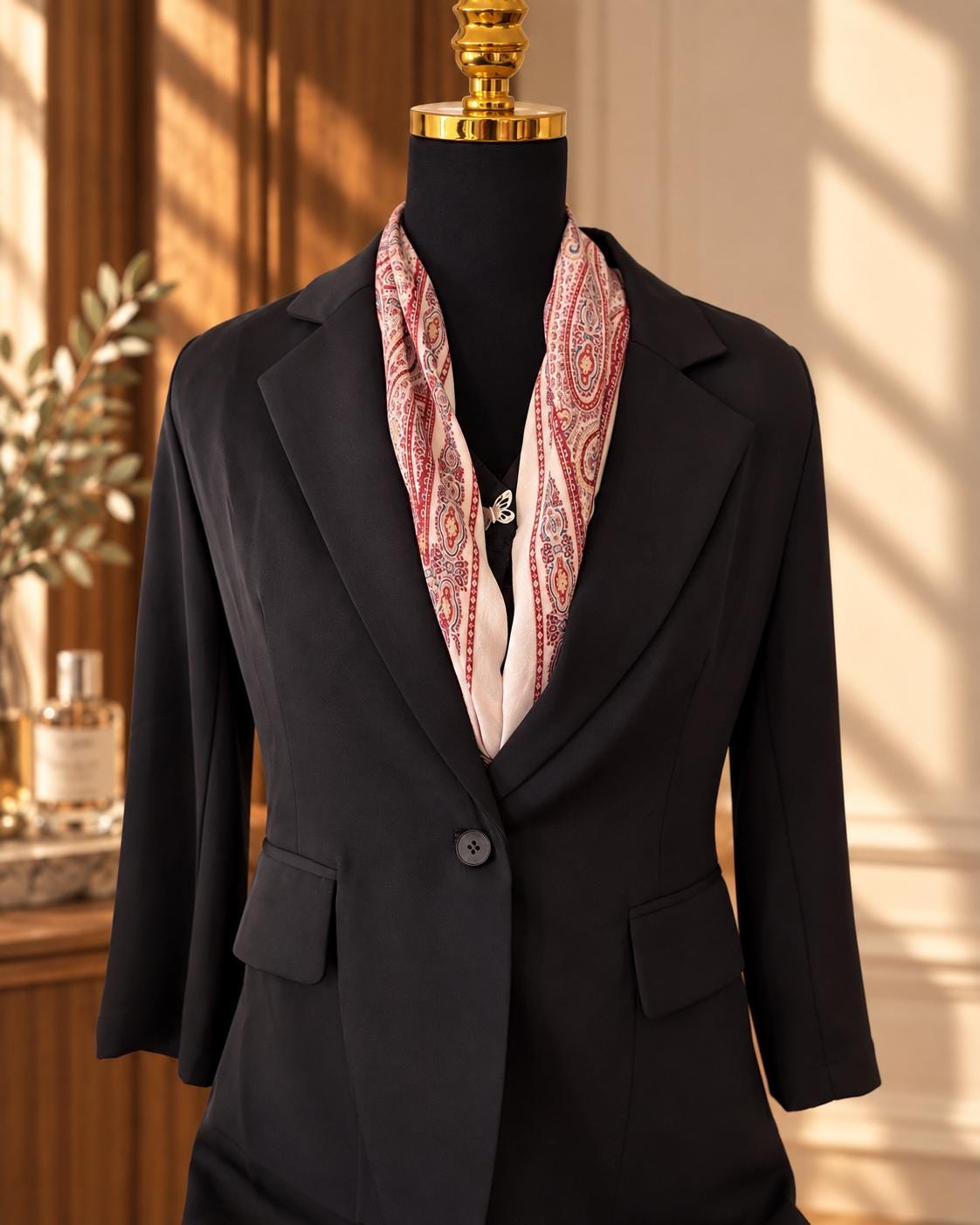 Burgundy Paisley Diamond Silk Scarf