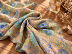 Gold Teal Medallion Silk Wrap