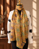 Gold Teal Medallion Silk Wrap